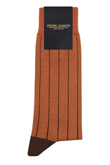 Pin Stripe Men's Socks - Burnt Orange