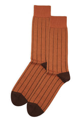 Pin Stripe Men's Socks - Burnt Orange