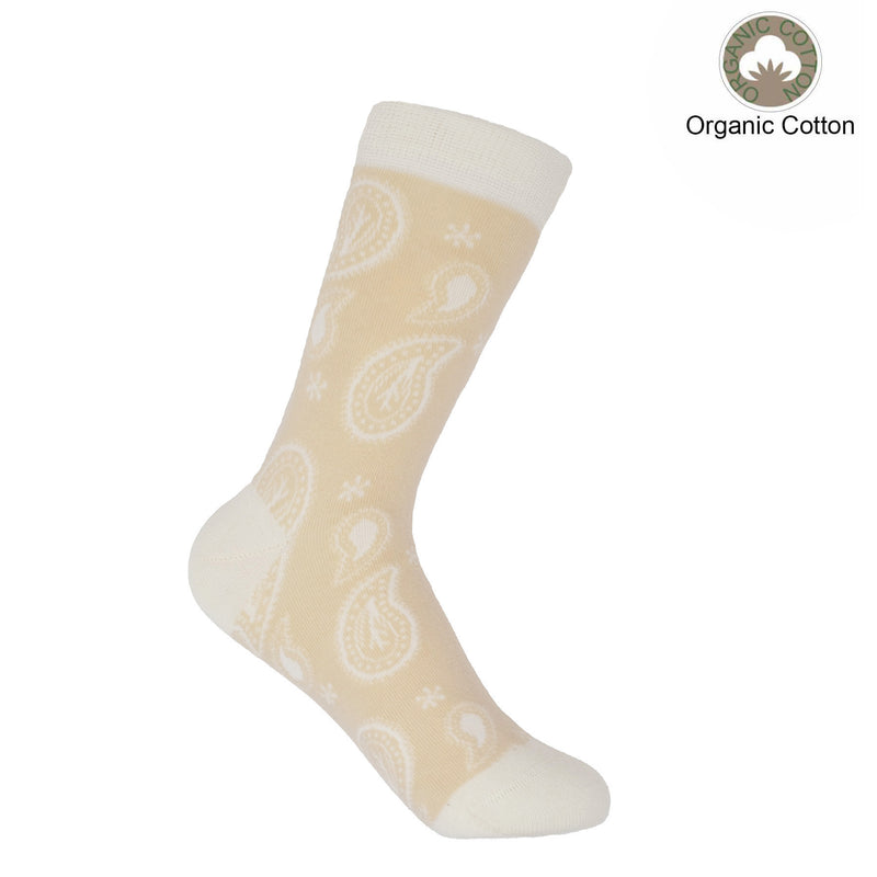 Peper Harow Beige Paisley ladies luxury Organic cotton socks