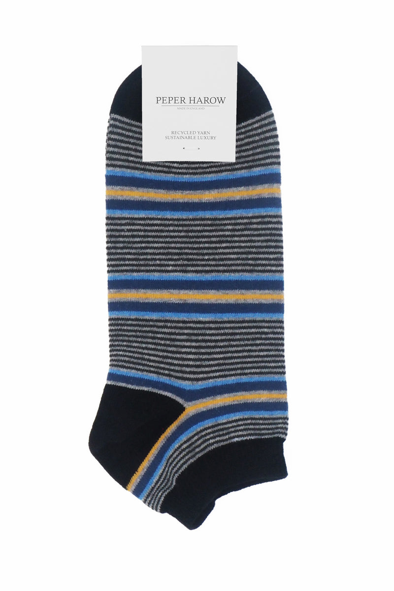 Peper Harow black Multistripe men's luxury trainer socks rider