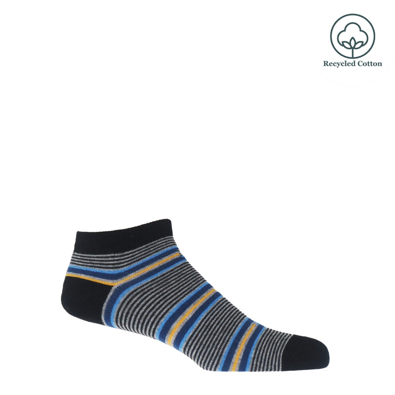 Multistripe Men's Trainer Socks Bundle - Navy, Burgundy & Black