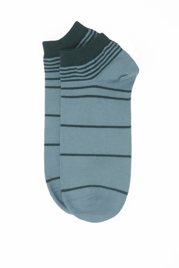 Retro Stripe Men's Trainer Socks - Blue