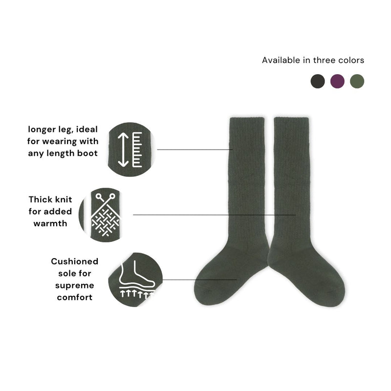 Men's Wool Boot Socks - Charcoal