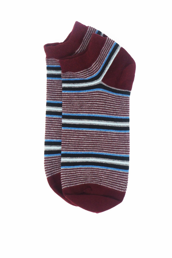 Peper Harow burgundy Multistripe men's luxury trainer socks topshot