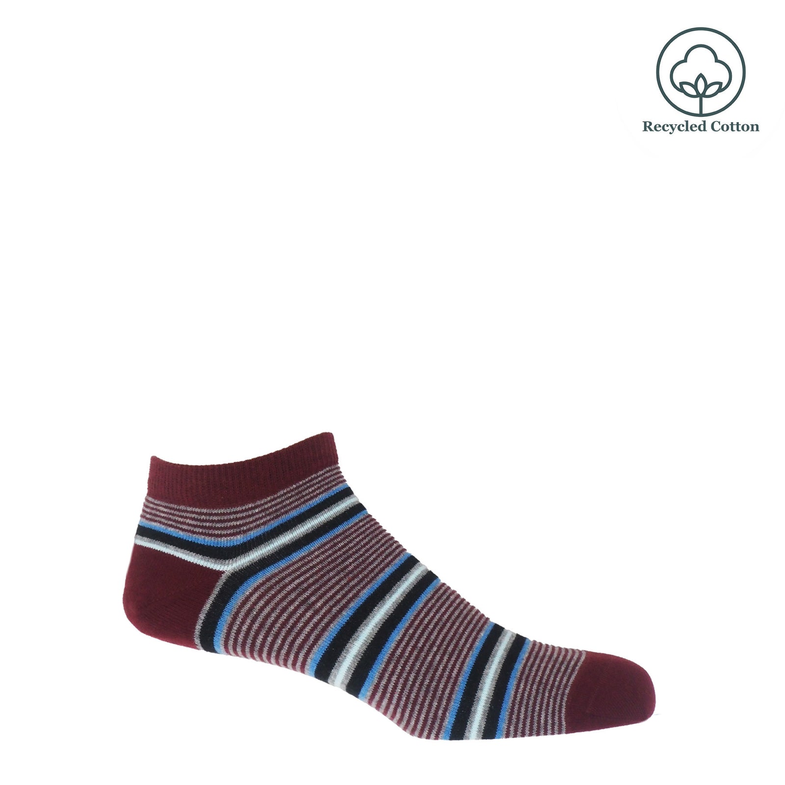 Multistripe Men's Trainer Socks Bundle Navy, Burgundy Black
