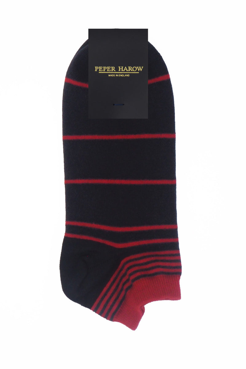 Peper Harow burgundy Retro Stripe men's luxury trainer socks rider