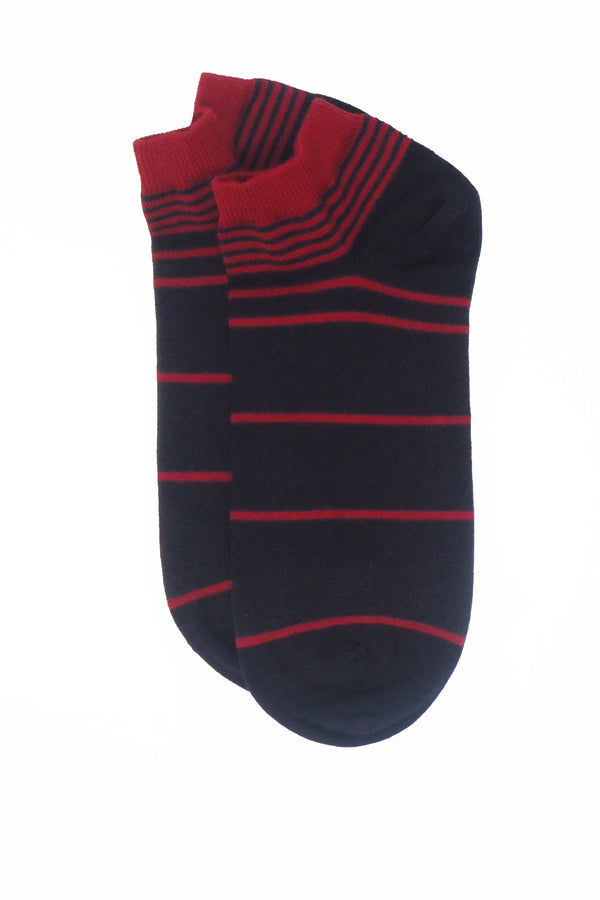 Retro Stripe Men's Trainer Socks - Burgundy