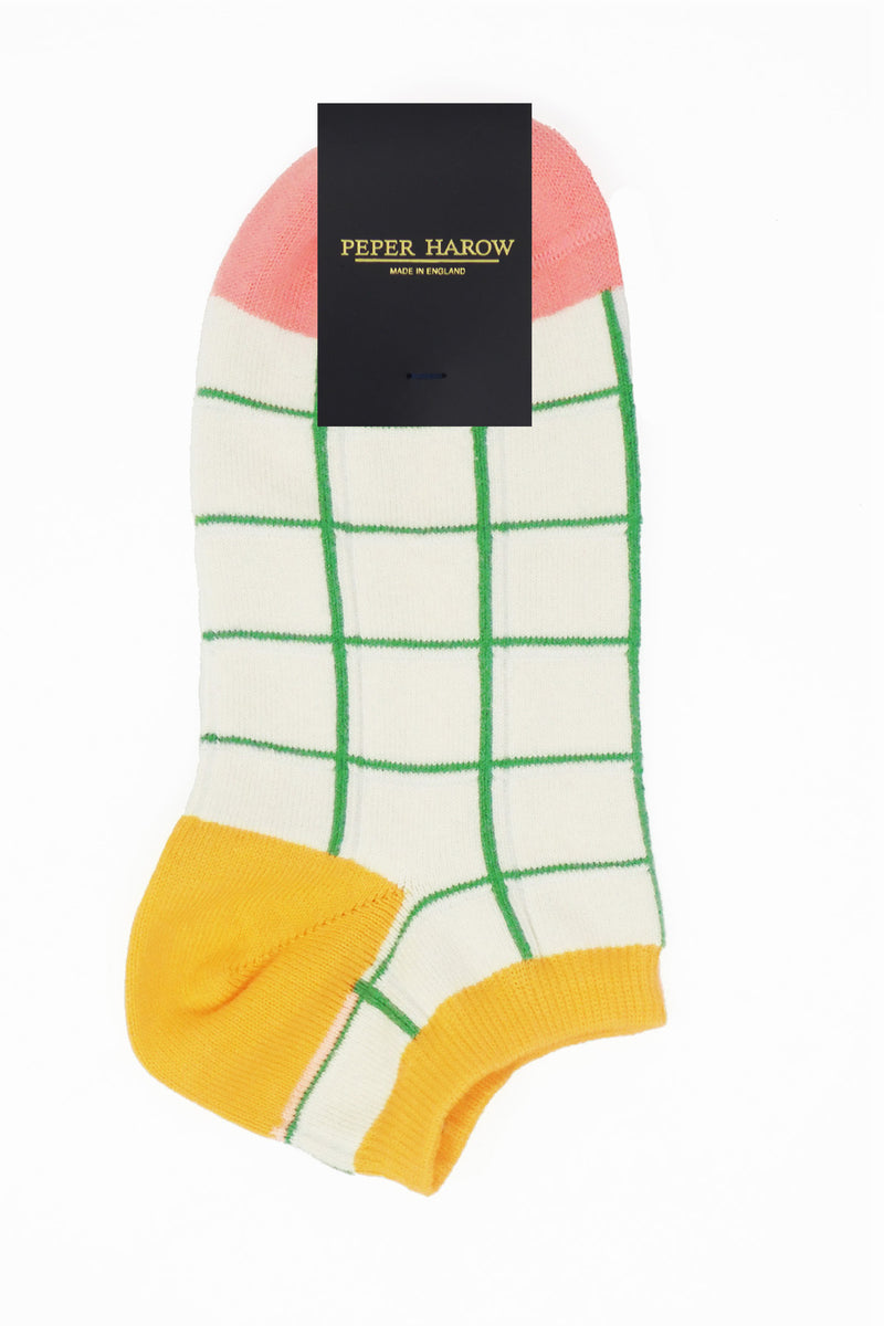 Peper Harow cream Grid women's luxury trainer socks rider