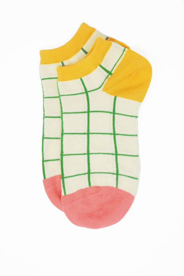 Peper Harow cream Grid women's luxury trainer socks topshot
