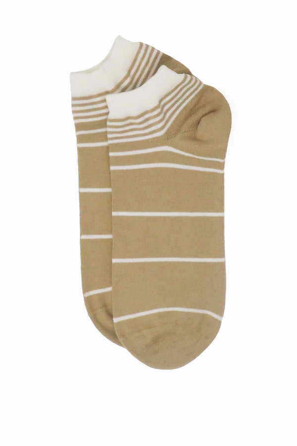 Retro Stripe Men's Trainer Socks - Cream