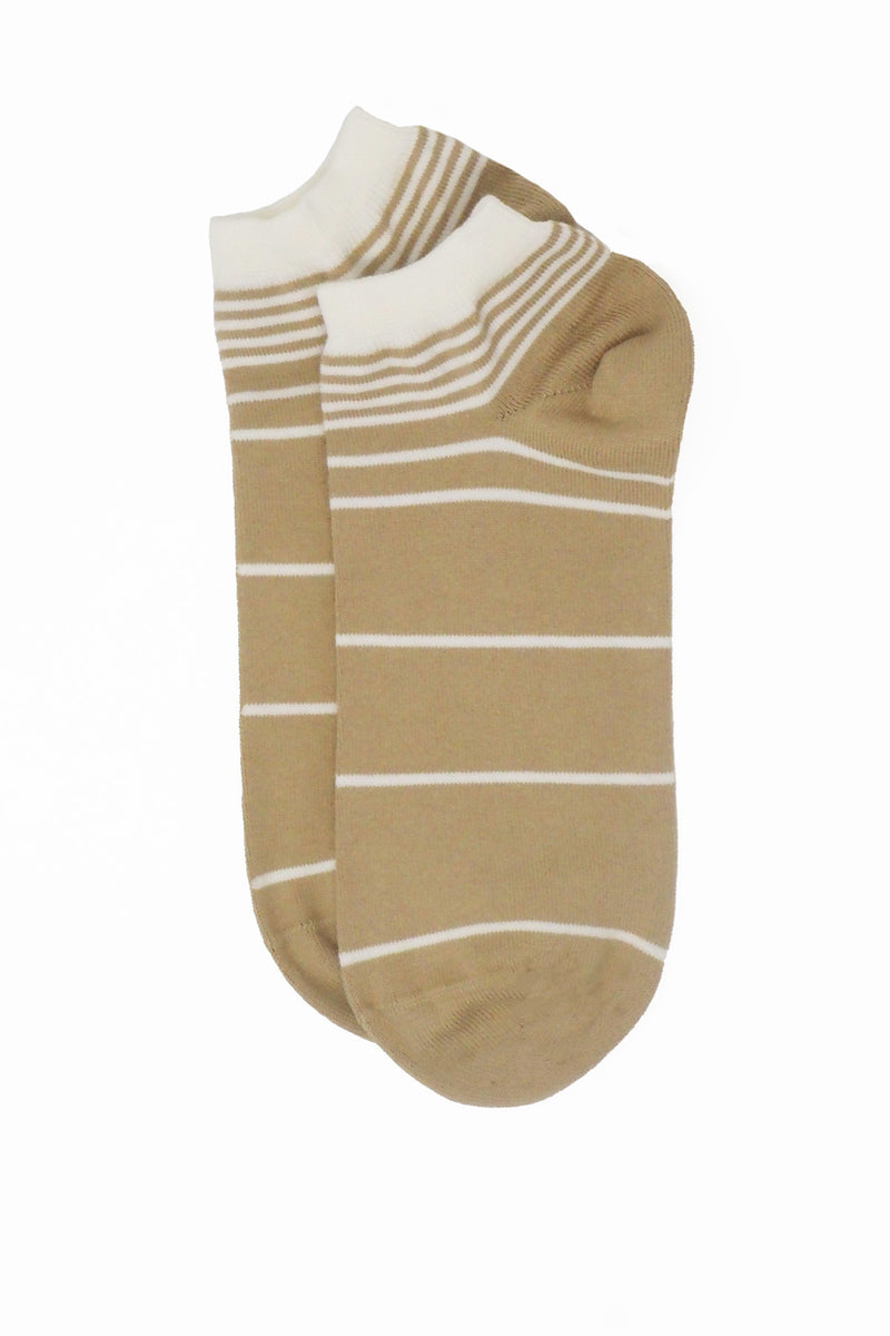 Retro Stripe Women's Trainer Socks - Beige