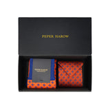 Orange Crosslet Tie & Socks Men's Gift Box