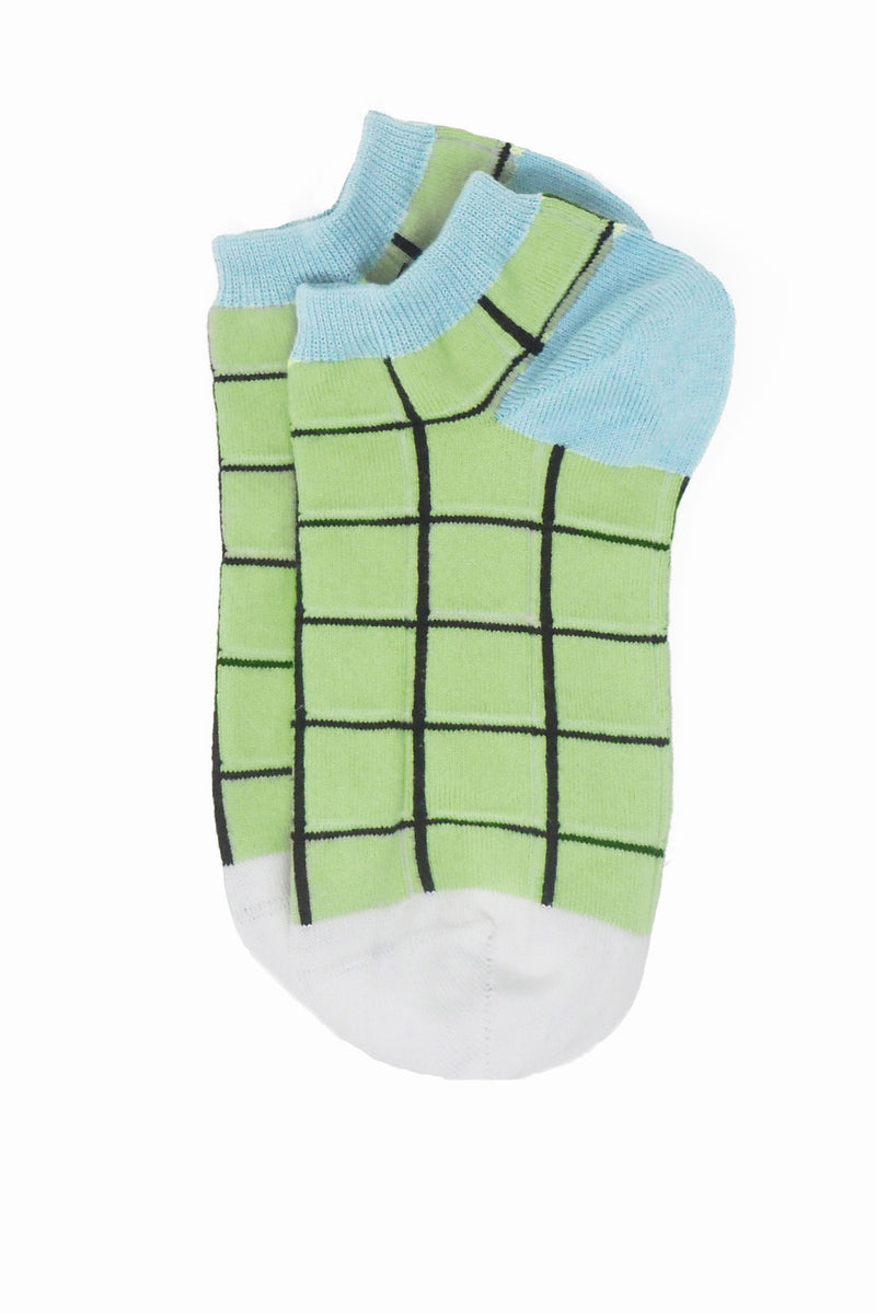 Peper Harow lime Grid women's luxury trainer socks topshot