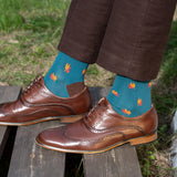 Maple Leaves Men's Socks - Teal