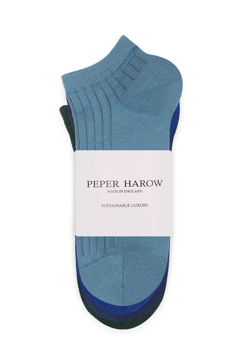 4 Pack Essential Men's Trainer Socks - Azure