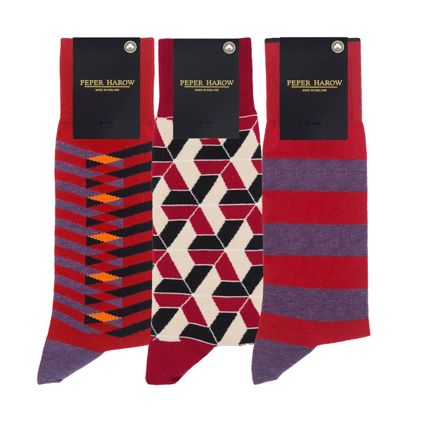 Men's Burgundy Socks Bundle - Organic