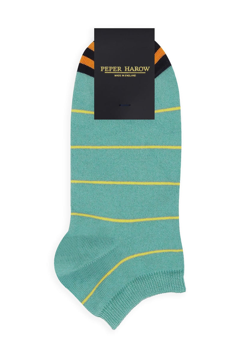 Thin Stripe Men's Trainer Socks - Teal