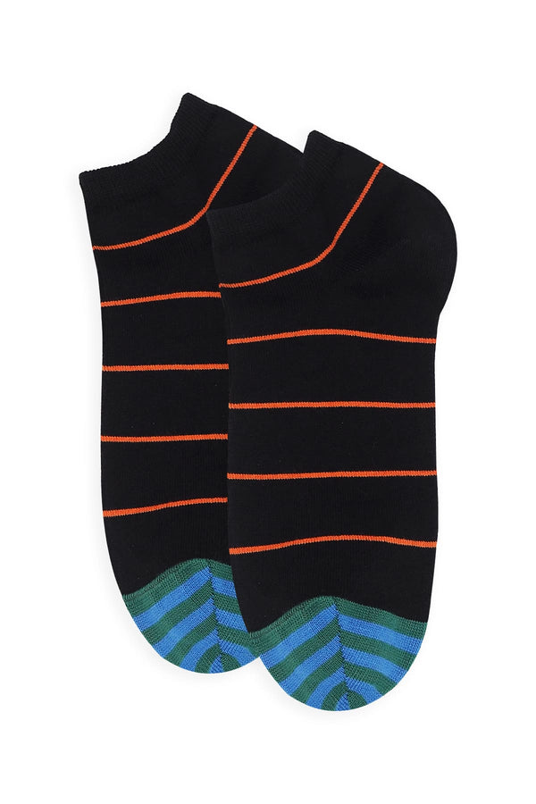 Thin Stripe Men's Trainer Socks - Black