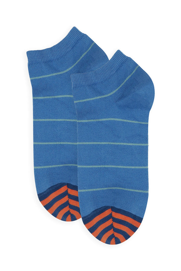 Thin Stripe Men's Trainer Socks - Blue