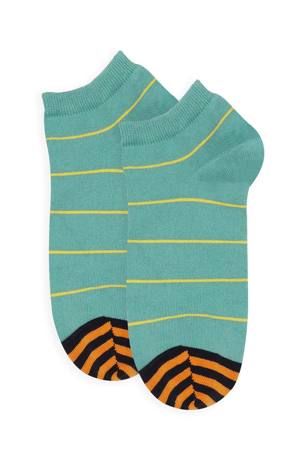 Thin Stripe Men's Trainer Socks - Teal