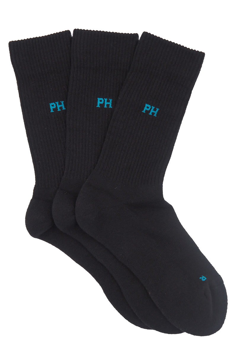 Peper Harow black Essentials men's luxury sport socks fan topshot