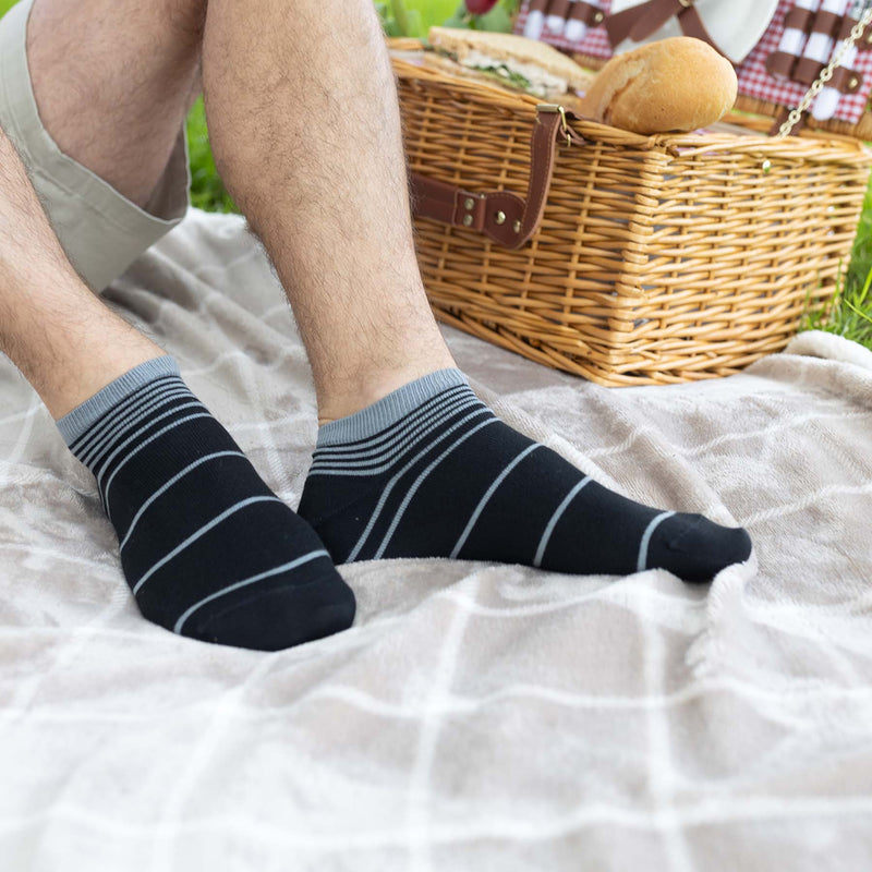 Retro Stripe Men's Trainer Socks - Onyx