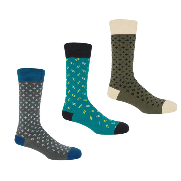 Herrensocken-Paket – Grau, Salbeigrün &amp; Marineblau