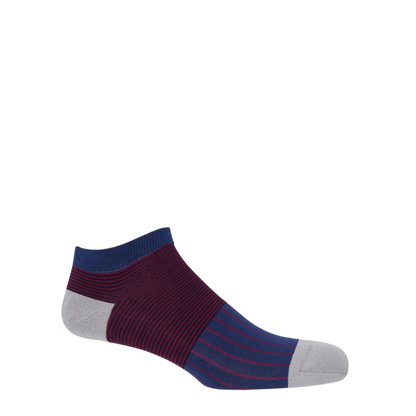 Oxford Stripe Men's Trainer Socks - Navy