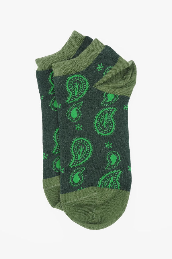 Paisley Men's Trainer Socks - Green