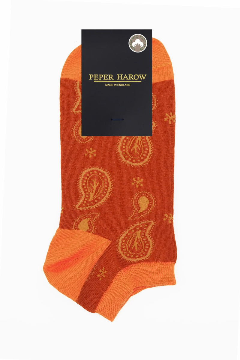 Paisley Men's Trainer Socks - Orange