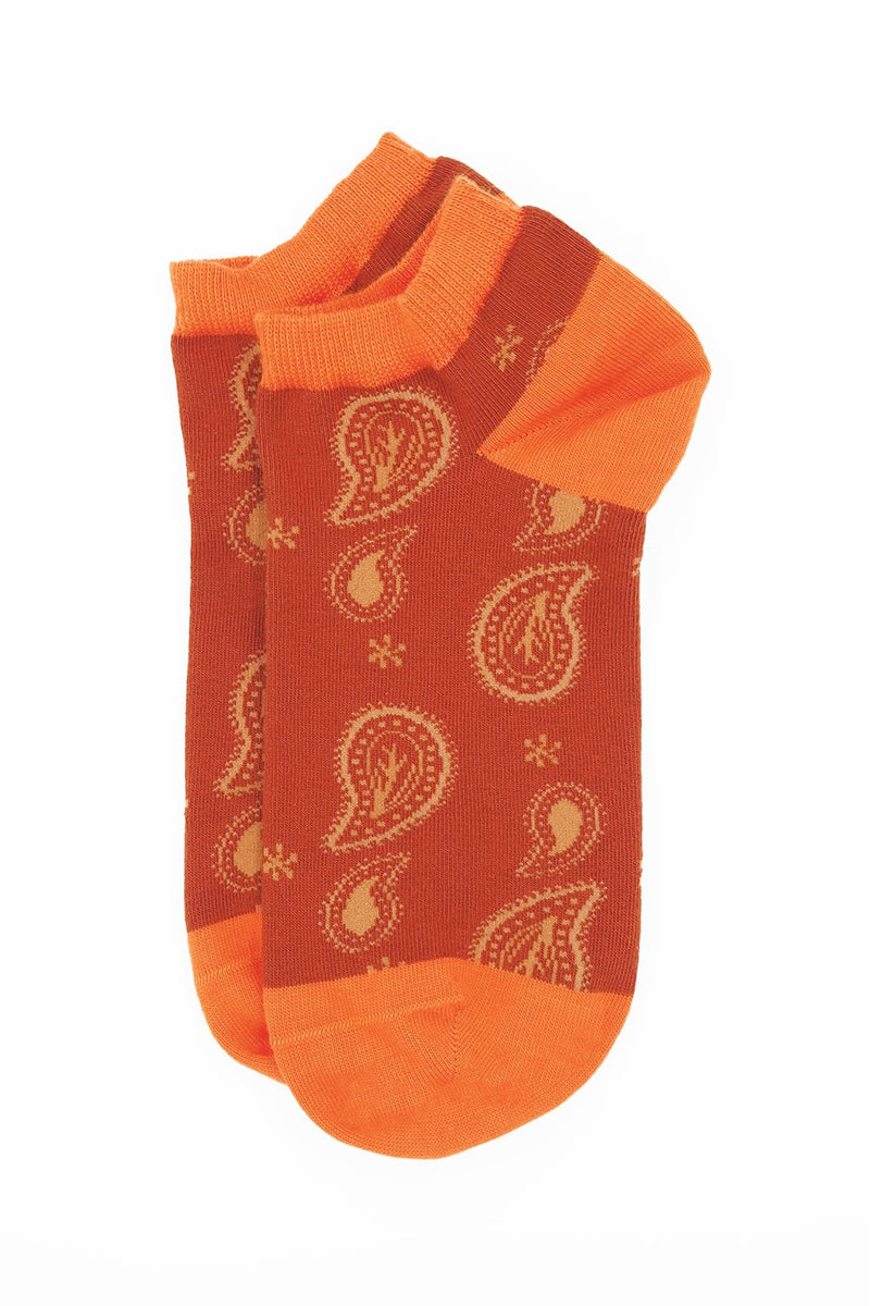 Paisley Men's Trainer Socks - Orange