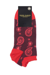 Paisley Men's Trainer Socks - Burgundy