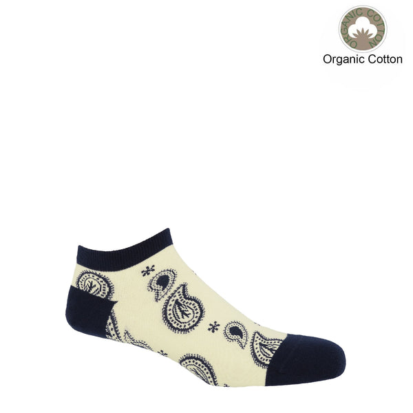 Paisley Men's Trainer Socks - Cream