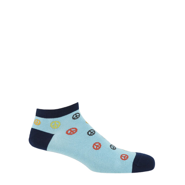 Peace Men's Trainer Socks - Light Blue