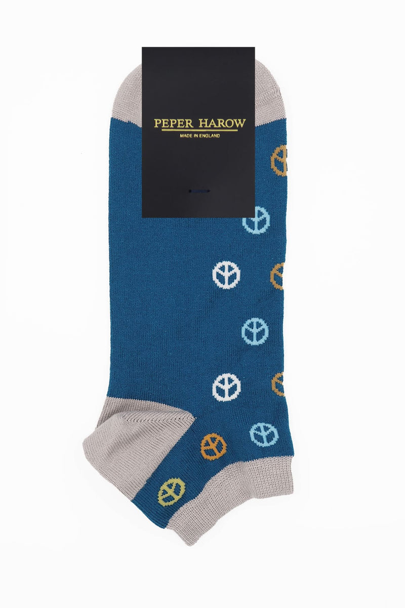 Peace Men's Trainer Socks - Blue