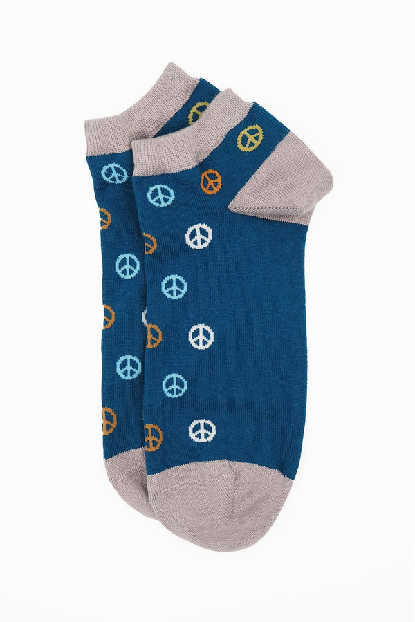 Peace Men's Trainer Socks - Blue