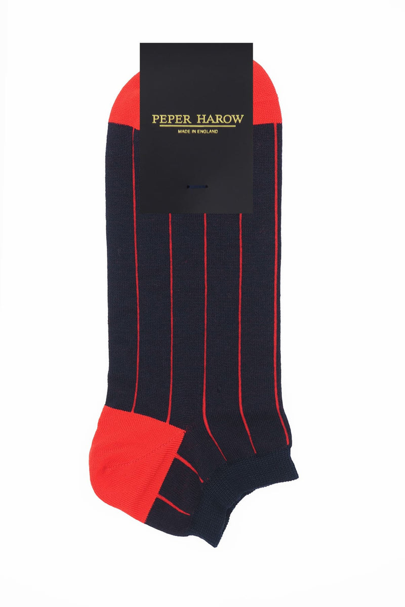 Pin Stripe Men's Trainer Socks - Navy