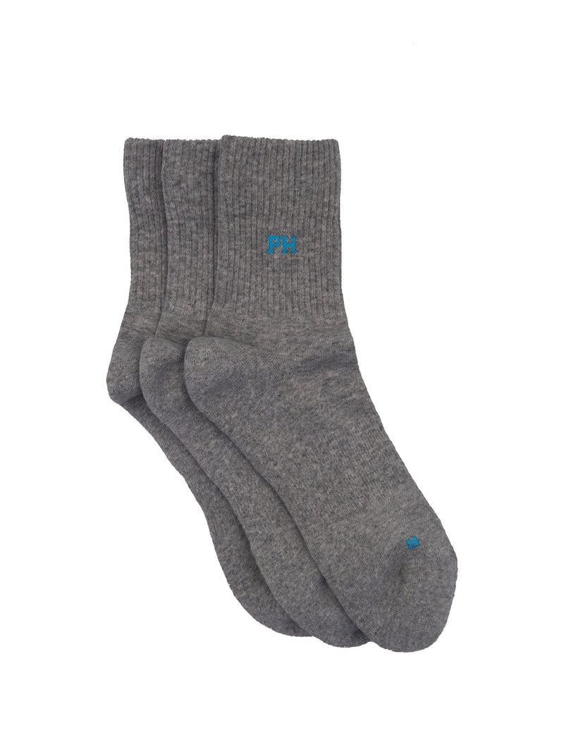 Peper Harow grey Essentials men's luxury quarter crew sport socks topshot