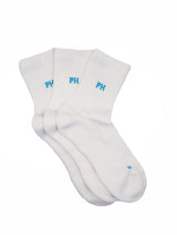 Peper Harow white Essentials men's luxury quarter crew sport socks fan topshot