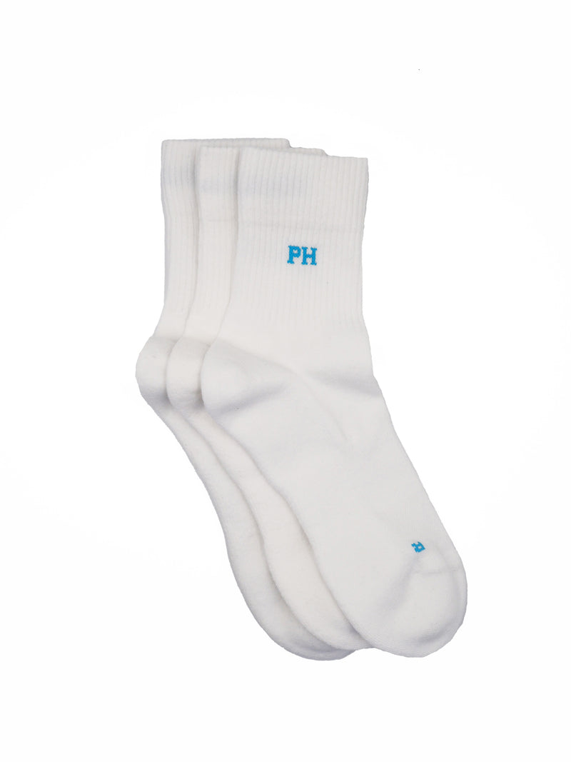 Peper Harow white Essentials men's luxury quarter crew sport socks topshot