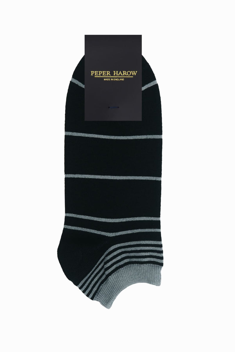 Retro Stripe Men's Trainer Socks - Onyx