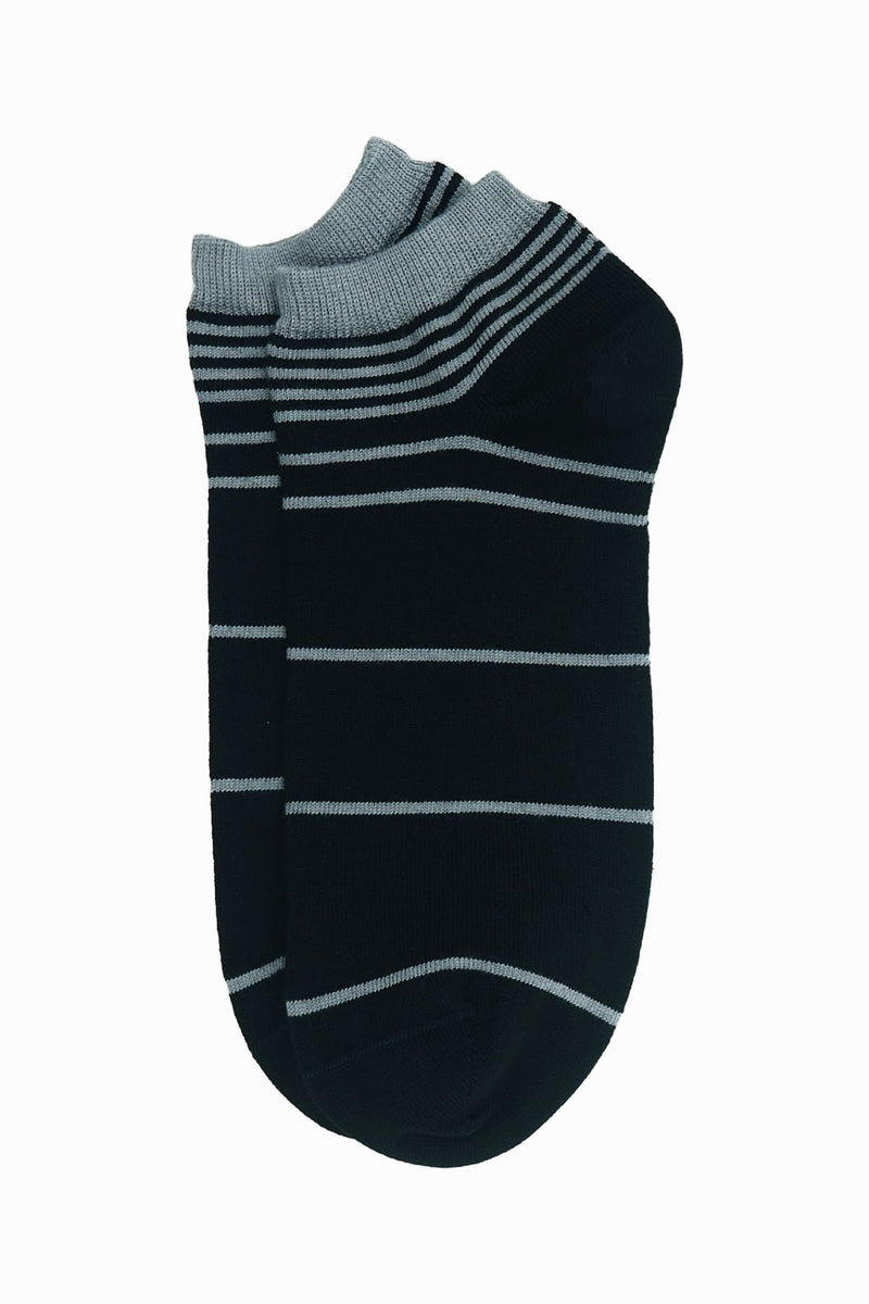 Retro Stripe Men's Trainer Socks - Onyx