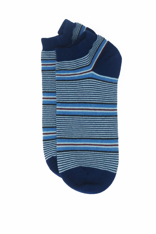 Peper Harow navy Multistripe men's luxury trainer socks topshot