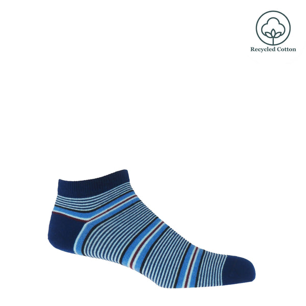 Peper Harow navy Multistripe men's luxury trainer socks