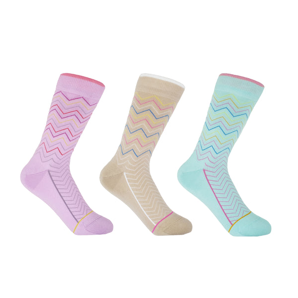 Oblique Women's Socks Bundle - Lilac, Beige & Mint