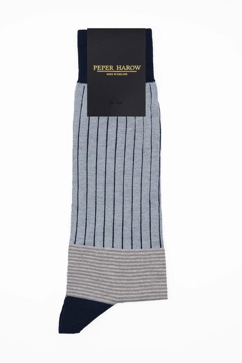 Oxford Stripe Men's Socks - Blue