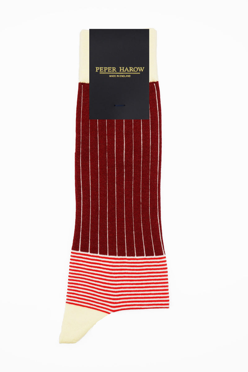 Oxford Stripe Men's Socks - Burgundy