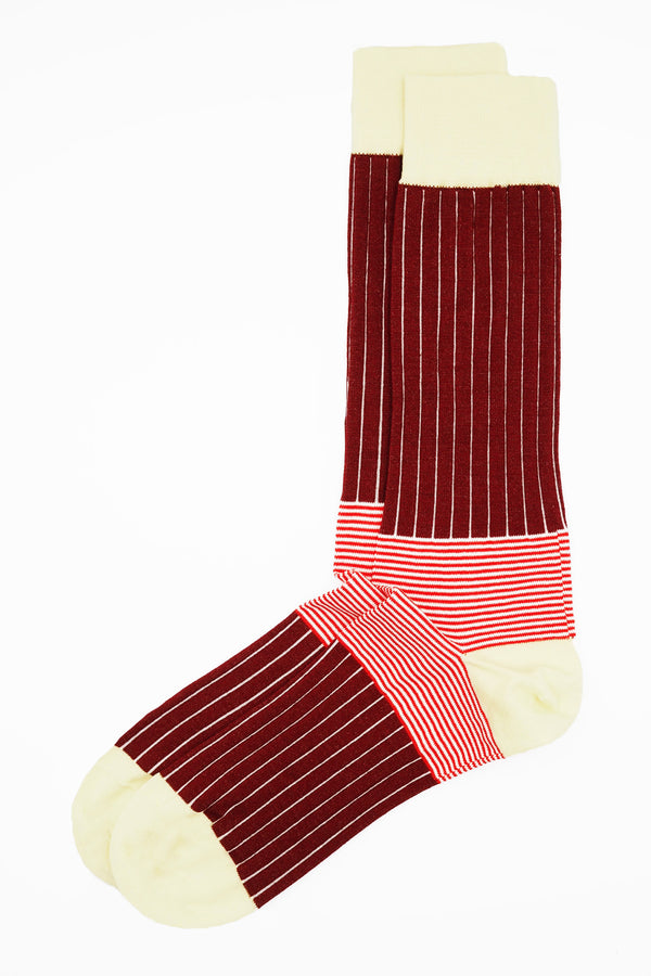 Oxford Stripe Men's Socks - Burgundy