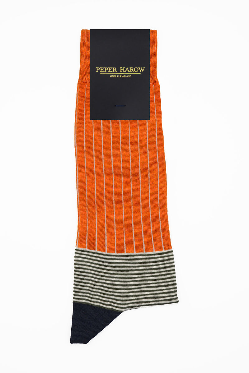 Oxford Stripe Men's Socks - Orange