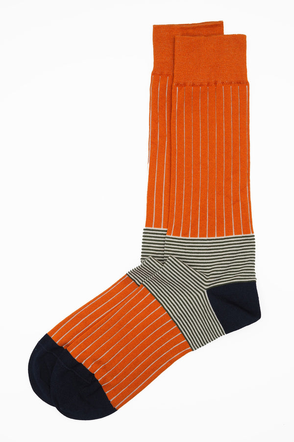 Oxford Stripe Men's Socks - Orange